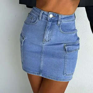 Pantalones cortos de mezclilla elásticos sexys para mujer, tallas grandes, azules, de tela vaquera, conjuntos de pantalones cortos de mezclilla para mujer al por mayor - Product Image 3