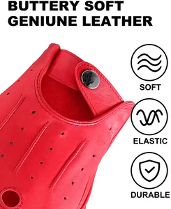 Gants en velours noir chaud de haute qualité pour femme, compatibles avec les écrans tactiles, pour la conduite hivernale, en cuir - Product Image 2