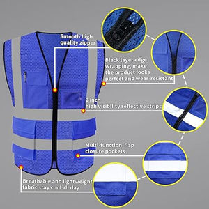 Gilet de sécurité réfléchissant haute visibilité personnalisé neuf pour travaux de construction ou activités de plein air – Vêtement de travail adapté - Product Image 4