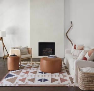 Wool Geometric Tribal Kilim Flatweave Thin Area <b>Rug</b> | Wrinkle Stain Resistant <b>Boho</b> Southwestern Carpet Living Room Bedroom Home - Product Image 1
