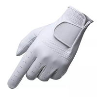 Guante de Golf Simple para Mano Izquierda, Cuero Cabretta, Blanco Marino, Antideslizante, Cierre a Presión, Protección UV, Transpirable, Deportivo