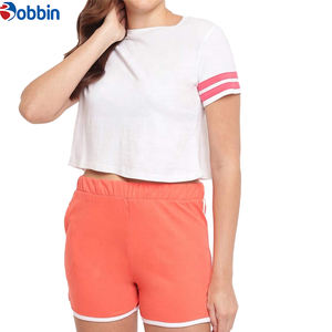 Conjuntos de Verano, Traje Deportivo Corto, Tendencia de Verano, Logotipo Personalizado, Conjunto de Dos Piezas de Algodón, Shorts y Camisetas para Mujer - Product Image 2
