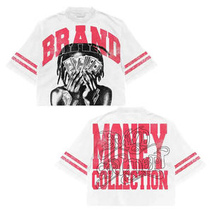 T-shirt personnalisé pour homme Hip Hop |   T-shirt court ample en molleton français |   T-shirt imprimé en gros, streetwear surdimensionné, Ropa de Hombre D - Product Image 1