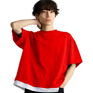 Camiseta Negra Extra Grande de Algodón para Hombre con Dobladillo en Contraste Blanco, Cuello Redondo, Manga Corta, Estilo Minimalista - Product Image 5