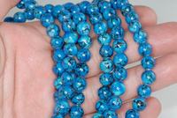Perles rondes lisses en turquoise bleue naturelle certifiées IGI pour la fabrication de bijoux, colliers et bracelets, vente en gros