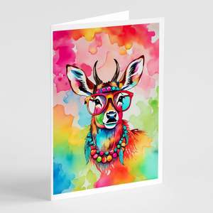 Whimsical A7 Size <b>5x7</b> New Hippie Animal Deer Blank Note Greeting Cards Pack of 8 with <b>Envelopes</b> - Product Image 1
