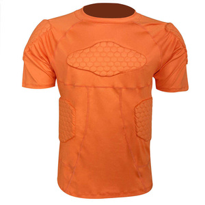 Men's <b>Padded</b> Compression Shirt Short Sleeve Crew <b>Neck</b> Moisture Wicking Breathable Quick Dry American Football Protective Jersey - Product Image 5
