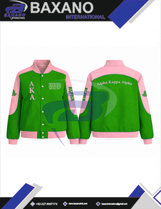 Alpha | Kapa | Alpha AKA Sorority Racing Style Cotton Twill <b>Jacket</b> Greek apparel Sorority Stand Collar Color Block <b>Racer</b> <b>Jacket</b> - Product Image 4