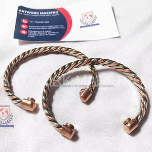 Bracelet de thérapie en cuivre et laiton véritable, taille unique, unisexe, approuvé par les médecins, idéal pour la mode, le yoga, la méditation, les soins de la peau, bijoux - Product Image 3