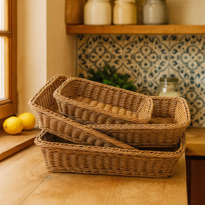 <b>Rectangular</b> Natural Rattan <b>Storage</b> <b>Baskets</b> Rustic Styles Multi Purpose Organizing Boxes Eco Friendly Natural Rattan <b>Baskets</b> 2026 - Product Image 4