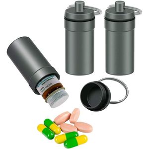 Set di 3 Portapillole Impermeabili in Alluminio, Contenitore d'Emergenza per Chiavi, Portapillole a Forma di Bottiglia - Product Image 3