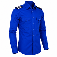 Chemise d'uniforme de garde de sécurité bleu roi pour homme, personnalisable, de haute qualité, à manches longues, col rabattu, couleur unie, respirante