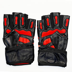 Gants de musculation professionnels rouges et noirs avec bandes de maintien robustes pour les poignets |   Poignée antidérapante de qualité supérieure pour un équipement de musculation ultime - Product Image 1