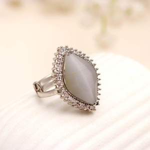 Silver Plated Fashion <b>Ring</b> for Women Marquise Gemstone <b>CZ</b> Halo Statement Cocktail Party Wear Boho Jewelry <b>Ring</b> - Product Image 1
