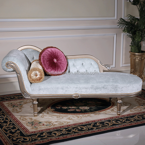 <span class=keywords><strong>Chaise</strong></span> <span class=keywords><strong>Longue</strong></span> de Madera Maciza Estilo Francés, Sofá Cama Tapizado en <span class=keywords><strong>Terciopelo</strong></span> <span class=keywords><strong>Azul</strong></span> con Detalles Dorados, Muebles para el Hogar, Apartamento, Sala de Estar, Dormitorio, Hotel - Product Image 1