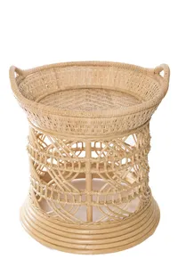 Modern Rattan Side <b>Table</b> With Basket Top New Design Woven Rattan <b>Stool</b> For Living Decoration Home Furniture - Product Image 6