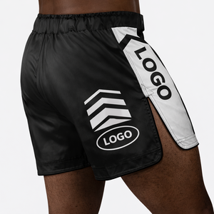 กางเกงชกมวย MMA แบบสั่งทำพิเศษ ความยาวครึ่งต้นขา แบบไฮบริด สำหรับคิกบ็อกซิ่ง มวยไทย ผ้าสเตรช สำหรับการฝึกซ้อมและการต่อสู้ในยิม ผลิตโดยผู้ผลิต OEM - Product Image 2