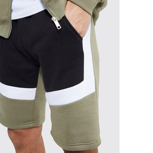 Conjunto de Sudadera con Capucha y Cuello Alto para Hombre, Transpirable, Estilo Urbano, Informal, de Verano, con Forro Polar, 100% Algodón, Pantalones Cortos, Color Verde Oliva y Negro - Product Image 4