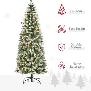 Albero di Natale Artificiale Pre-Illuminato Effetto Neve 180 cm con 300 Luci LED, Rami Realistici, Pigne e Bacche Rosse, 618 Punte - Product Image 4