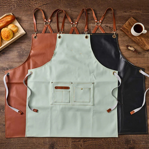 Men's Brown Genuine Leather Reusable Work Coverall Pockets Needle Detection Water Resistant for Kitchen Cooking HARAZ HRZ-215 - Product Image 6