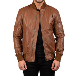 Premium Genuine Leather Winter Casual Jackets for <b>Men</b> Stand Collar Waterproof Zipper Dyed Washed Front Soft Comfortable Durable - Product Image 6
