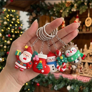 Mini Umweltfreundliche PVC Weihnachtsserie 1 Niedlicher Cartoon Schneemann Hirsch Schlüsselanhänger Handgefertigt UV-Bedruckt Dekorativ Großhandel für Zuhause - Product Image 3