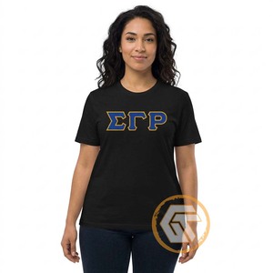 T-shirt noir à col rond pour femme Sigma Gamma Rho, coupe classique, décontracté, séchage rapide, écologique, 100% coton, tissu jersey respirant - Product Image 3