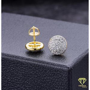 Boucles d'oreilles clous rondes de luxe en micro-moissanite, en argent sterling 925, serties de diamants, bijoux de luxe - Product Image 5