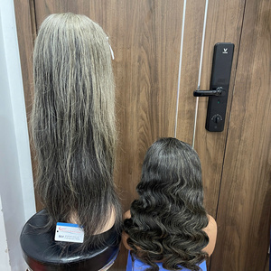 2026 Hot Sale Human Hair Wig HD Swiss Frontal Wig Natural Grey Steam <b>Body</b> <b>Wave</b> Full End Hair Extensions Preplucked Frontal Wig - Product Image 2