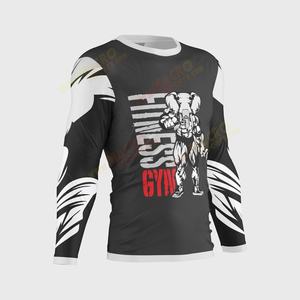 OEM UPF50+ <b>Long</b> <b>Sleeve</b> MMA Rash Guard Quick Dry Front Zipper Compression <b>Shirts</b> Polyester/Spandex Digital Print - Product Image 2