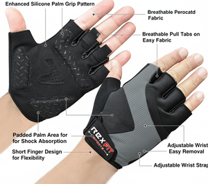 REXFIT SPORTS Gants de musculation avec support de poignet pour l'entraînement et le fitness, tractions, cyclisme, haltères - Product Image 5