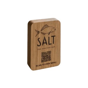 Premium Custom Logo Laser Engraved QR Code <b>Wooden</b> Rectangle Tabletop Menu Holder Eco Friendly Signs Display Stand Antique Modern - Product Image 1