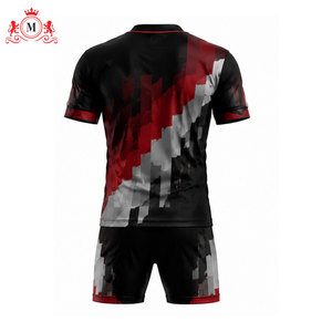ชุดเสื้อฟุตบอลและกางเกงขาสั้นสีดำ แดง เทา สำหรับผู้ชาย แบบระบายอากาศได้ดี ผลิตจากโพลีเอสเตอร์ เหมาะสำหรับผู้ใหญ่ - Product Image 4