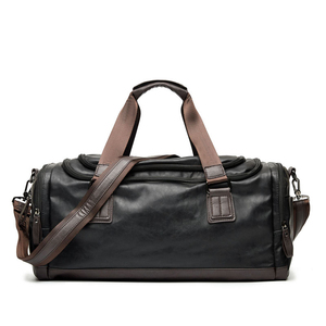 Bolsa de Viaje de Cuero Tipo Weekender, Bolsa de Gimnasio de Gran Capacidad con Cierre de Cremallera, Bolso de Mano Unisex con Asa Suave - Product Image 1