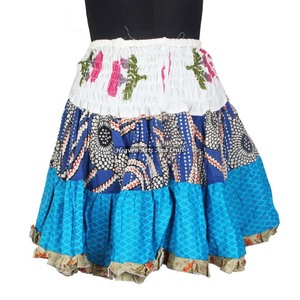 Cotton Sari Mini <b>Skirt</b> Women Patch Work Mini <b>Skirt</b> Boho Style Women Cotton Patch Work 20 Inch Boho Stylish Multi Color Patch - Product Image 6