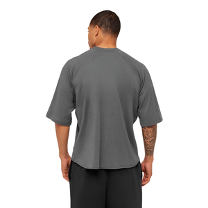 T-shirt de sport raglan oversize pour homme, respirant, haute performance, coupe ample, pour entraînement et fitness, gris foncé - Product Image 2