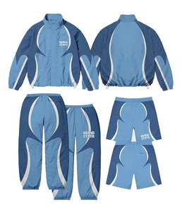 Ensemble de vêtements de sport deux pièces en nylon respirant et imperméable, coupe-vent, avec doublure en maille personnalisée, fermeture éclair, imprimé numérique, streetwear d'hiver - Product Image 3