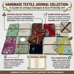 Silk Screen Printed Cotton Handmade Paper <b>Journal</b> Notebook with Fabric Cover Eco Friendly <b>Writing</b> Diary OEM Wholesale - Product Image 6