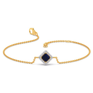 Bracelet en diamant Halo Midnight Square avec double chaîne en or jaune et design géométrique central audacieux - Product Image 1