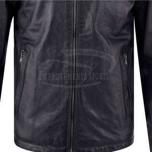 2024แจ็กเก็ตผู้ชายน้ำหนักเบา, เสื้อแจ็คเก็ตหนังแท้สีดำสำหรับฤดูหนาวตกแต่งกระเป๋าเงื่อนไขใหม่ถักนิตติ้งฤดูใบไม้ผลิ - Product Image 6