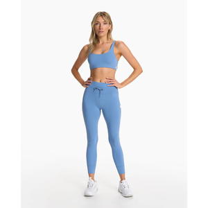 New Light <b>Blue</b> Design Ladies Spaghetti Strap <b>Bra</b> And Slim Waist Leggings Gym Light wear Performance Knit Set For Trailing - Product Image 2