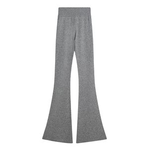 Pantalones Rectos Holgados de Cintura Media para Mujer, Pantalones de Verano de Algodón y Bambú Elásticos de Punto con Frente Plano - Product Image 4