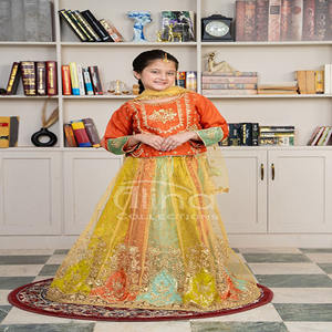 Vestido pakistaní listo para usar, transpirable, para niñas, de organza, elegante, bordado, de 3 piezas, a precio económico, Shararas. - Product Image 5