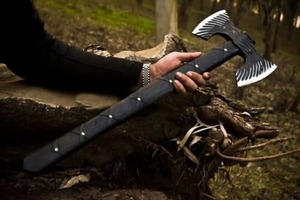Handmade Carbon Steel Double-Edge <b>Axe</b> – Wood Cutting & Outdoor Camping Hatchet with Wooden <b>Handle</b> - Product Image 5