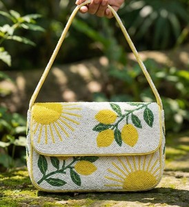 Sac à bandoulière vintage en perles artisanales motif soleil, pochette de soirée géométrique avec fermeture magnétique pour femme - Product Image 4