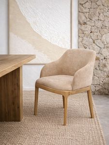 Chaise de salle à manger moderne rembourrée avec pieds en bois et dossier, mobilier de salle à manger pour la maison - Product Image 2