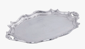 Plateau de service ovale élégant en métal, style baroque vintage avec poignées, plateau plaqué argent de haute qualité pour la décoration intérieure et les événements - Product Image 3