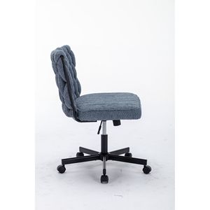 Modern Armless <b>Desk</b> Chair with Criss Cross Leg Wide Seat Home Office Work Meditation Wheels Included for Office Environment - Product Image 6