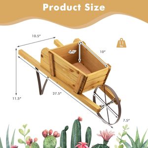 Fioriera a Forma di Carro in Legno con 9 Accessori Magnetici per Decorazione Giardino - Product Image 5