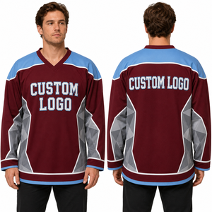 Maillot de hockey sur glace personnalisé pour joueur, style professionnel moderne, pour gardien de but, prêt pour la patinoire, colorblock, rayé, imprimé, logo brodé - Product Image 5